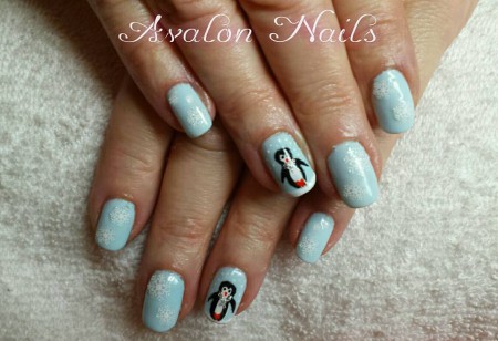 Winternagels Claudia met handpaint nail art